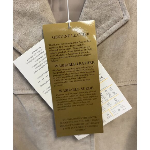 Dialogue Women's M Washable Beige Leather Blazer Jacket Genuine Suede NWT - Picture 5 of 7